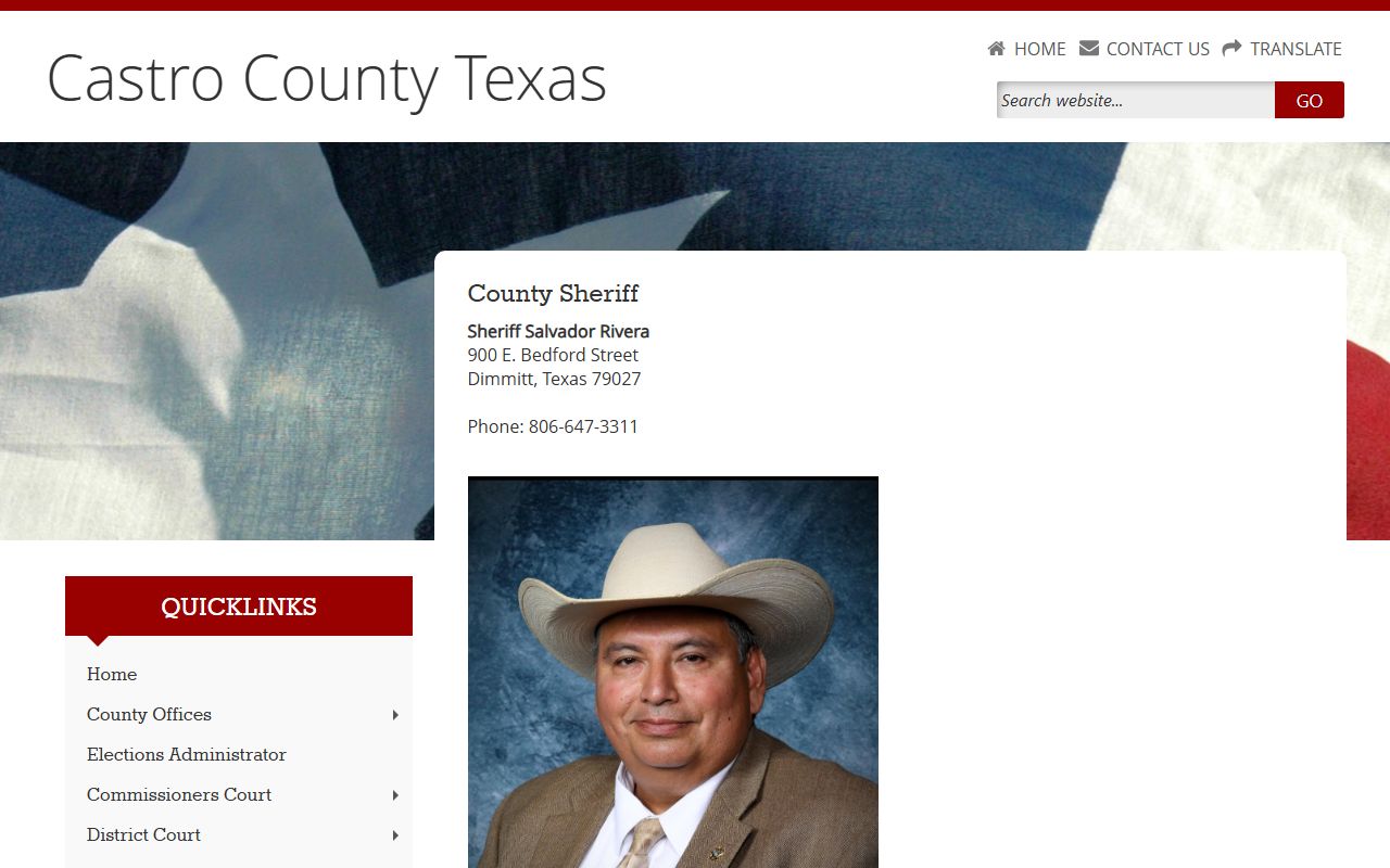 Castro County Jail inmate lookup sheriff page